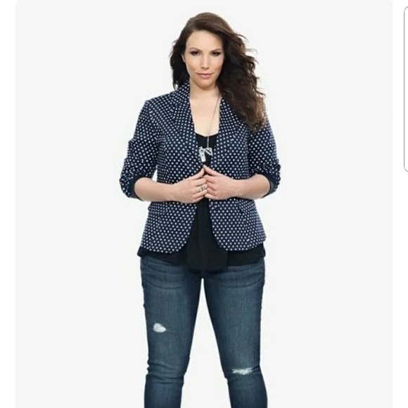 torrid Jackets & Blazers - Torrid》0 Navy White Polka Dot Blazer